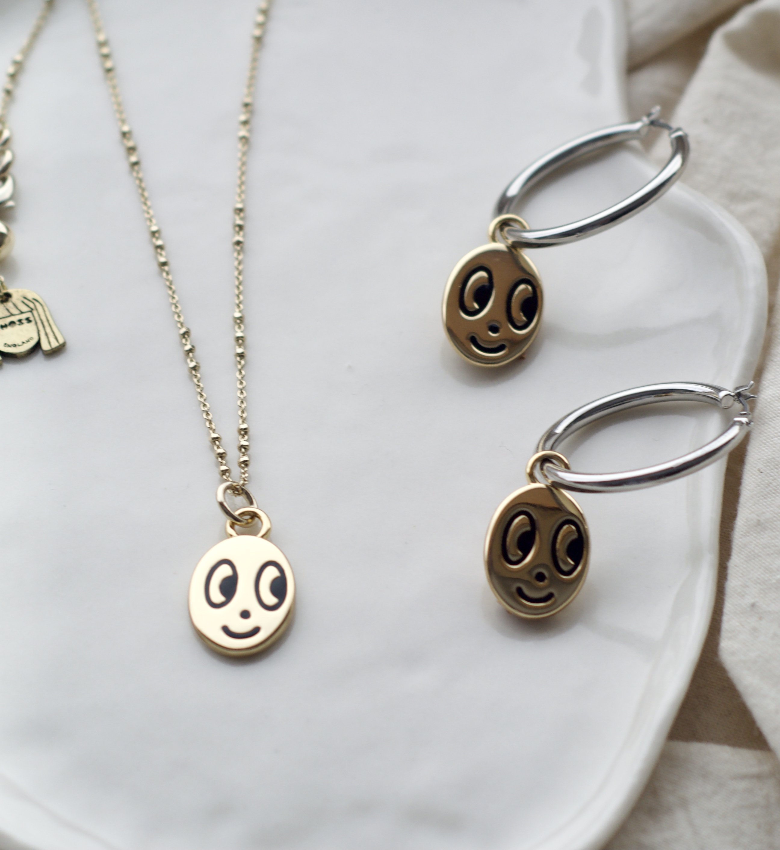 Smiley Face Earrings & Pendant Set