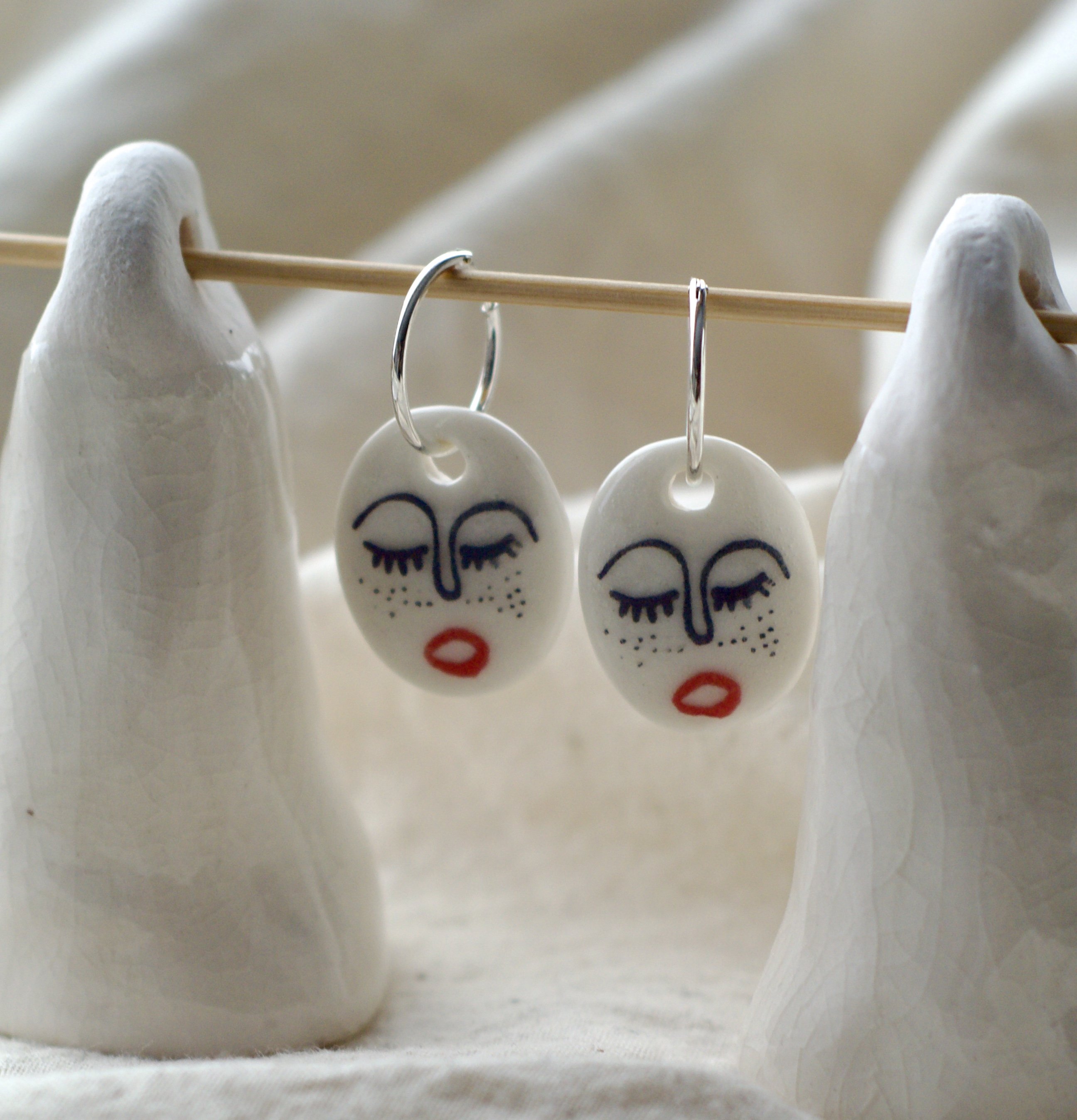 Ceramic Face Earrings