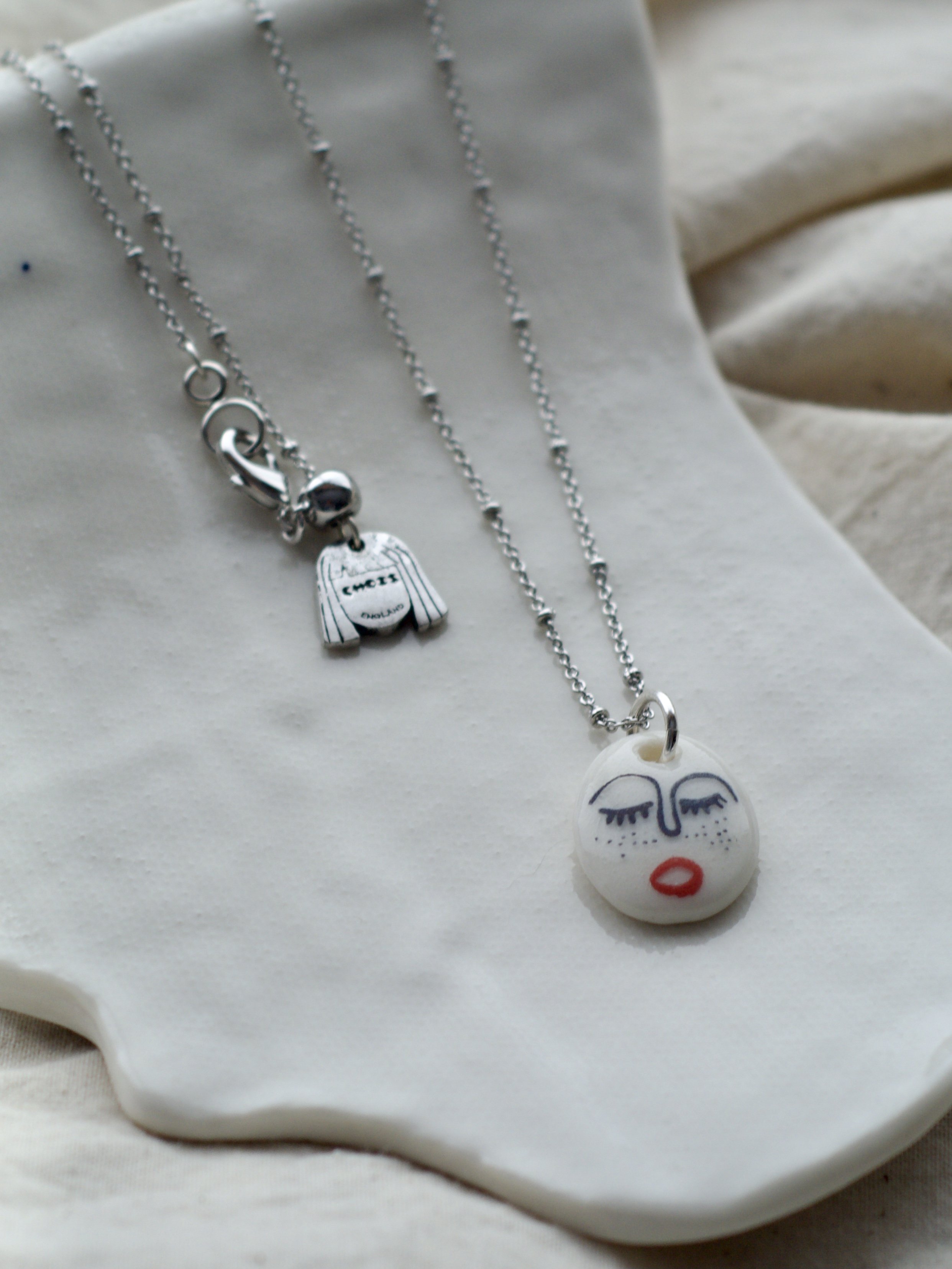 Abstract Ceramic Face Pendent